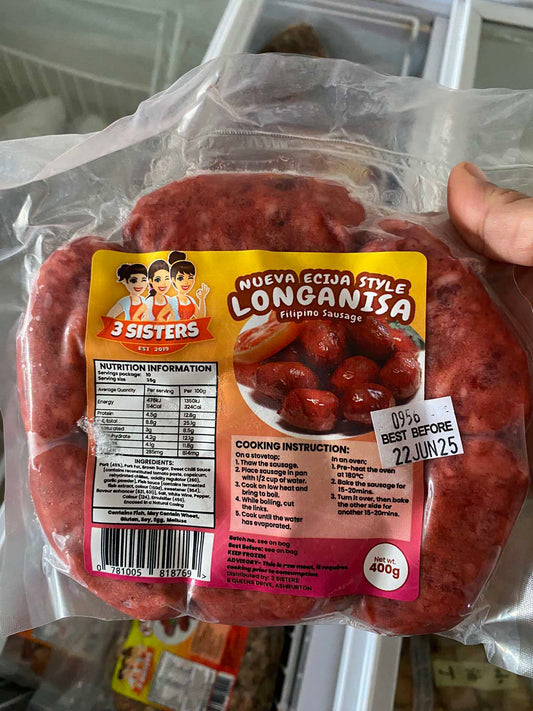 3 sISTERS Longanisa Nueva Ecija Style 400g